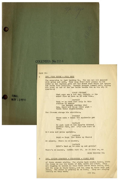 Moe Howard's 28pp. Script Dated May 1936 for The Three Stooges Film ''False Alarms'' -- Very Good Condition